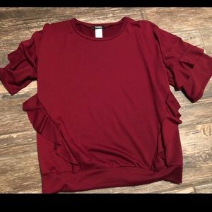 Maroon ruffle top
